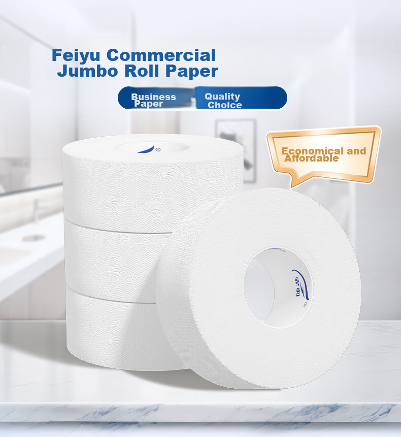 Feiyu Core Commercial Toilet Paper, 4-Ply, 330g*12 Rolls, Large Roll Toilet Paper, Hotel Bathroom Tissue, Hand Towels, ZB030 4