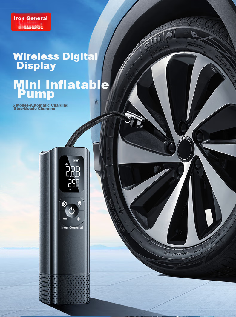 Tiejiangjun Car Air Pump, Tire Inflator, Wireless Pump, Outdoor Portable Air Compressor, Inflation Tool P13 3