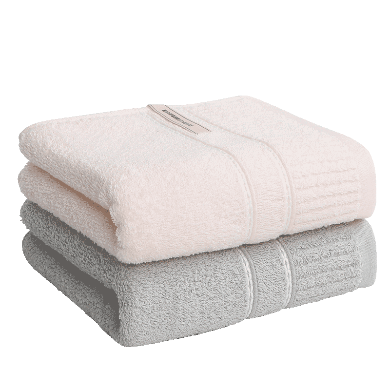 Grace 10A Grade Antibacterial Pure Cotton Towel, Soft And Absorbent Xinjiang Long-Staple Cotton Face Towel, 2-Pack Light Gray + Pink Sports