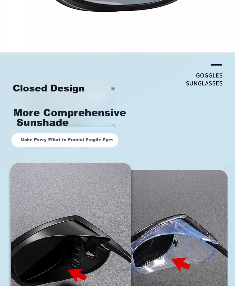 Cuntiandaofu Safety Glasses, Shower Room Mirror, Anti-Pollen And Dust Protection, Cataract Surgery Postoperative Specialized Glasses, Black Frame with Polarized Gray Lenses 8