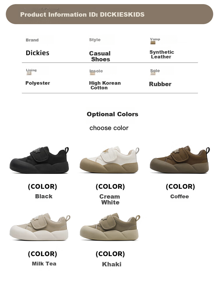 Dickies Children's Shoes Spring And Autumn Travel Shoes, Girls' Running Shoes, Student Casual Shoes, Kids' Sneakers, Soft-Soled Lightweight Trendy Shoes 2