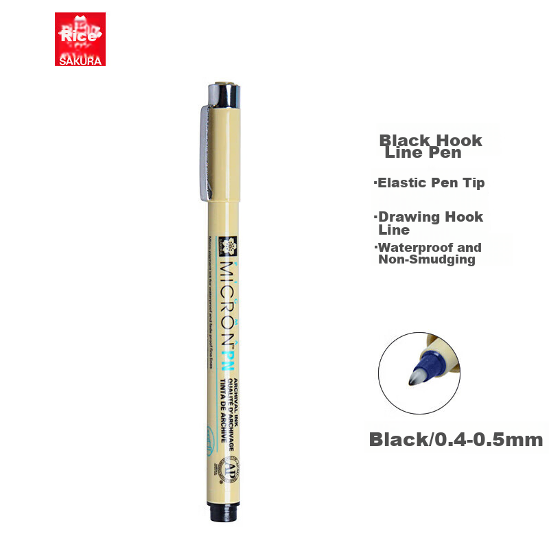 SAKURA PIGMA Japanese Needle-Tip Pen, Hard Calligraphy Practice Pen, Line Drawing Pen, Gel Pen, Elastic Tip (Black)