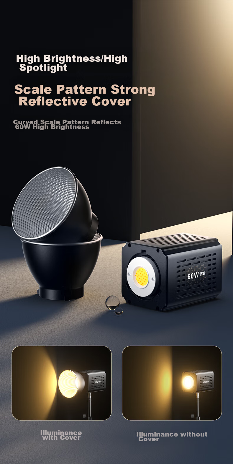 CRENOV [12000mAh] 60W Dual Color Temperature COB Fill Light with Built-In Battery, Desktop Live Streaming Professional Photography Studio Clothing Studio Continuous Lighting Indoor Photography Portable Fill Light 8