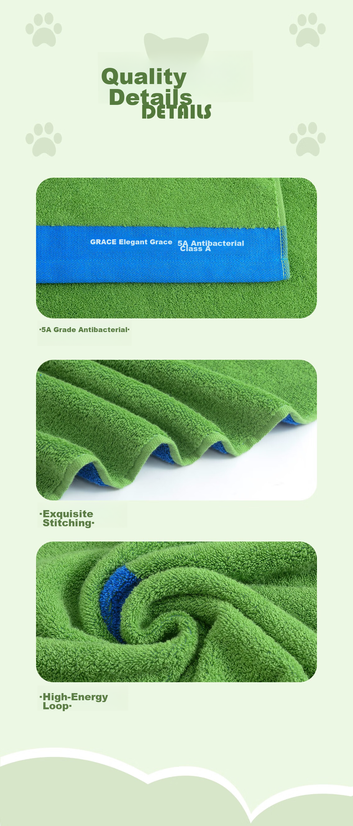 Grace Pure Cotton Baby And Toddler Antibacterial Class A Bath Towel, Cartoon All-Cotton Odorless Sports Absorbent Towel for Older Children, Gree 10