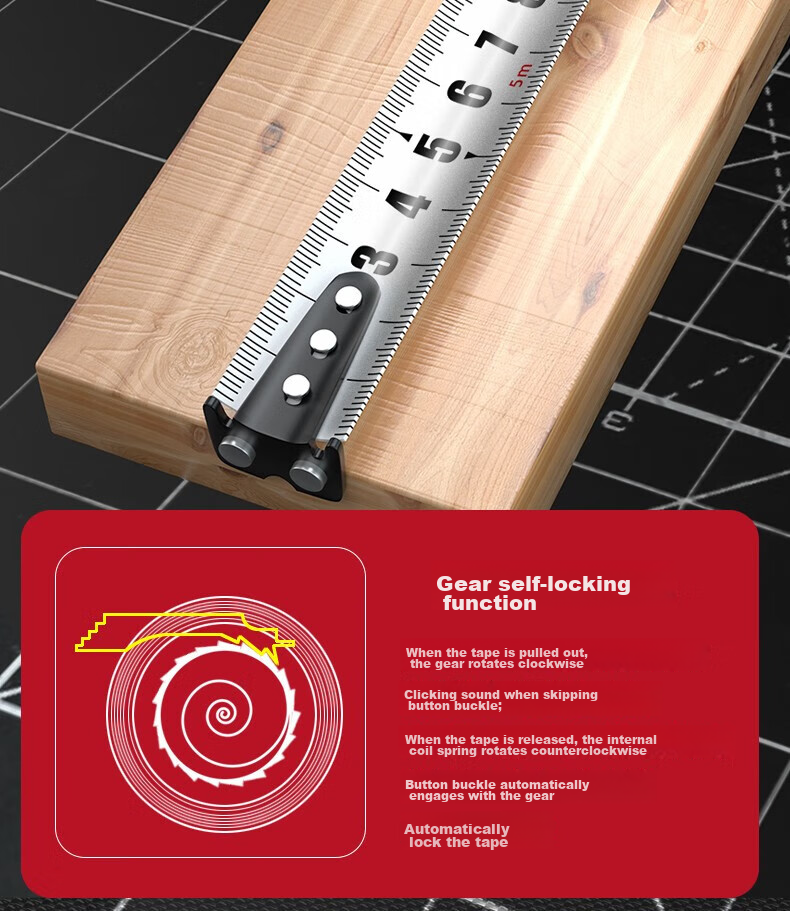 DELIXI ELECTRIC Steel Tape Measure, Household Wear-Resistant Drop-Proof High-Precision Self-Locking Ruler, Carpentry Ruler for Renovation Measurement, Steel Tape Measure 5*19 12