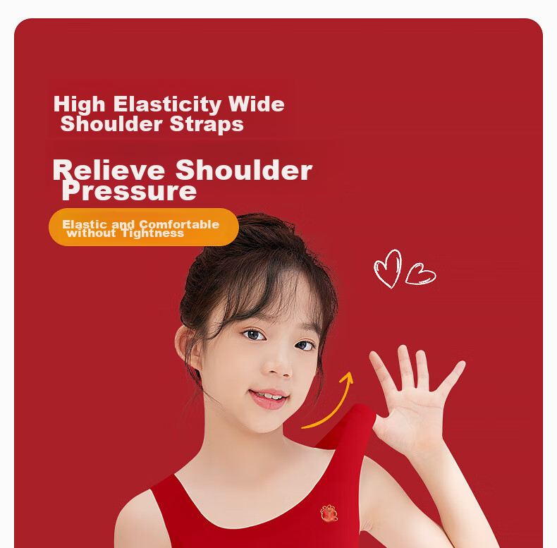 Meiya Ting 2-Piece Set, New Year Girls' School Uniform, Puberty Zodiac Sheep Year Red Vest Underwear, Children And Teenage Bra, Size L 7