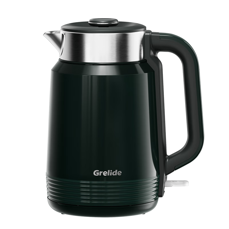 Grelide Electric Kettle, 316L Stainless Steel, Large Capacity for Home Use, Double-Layer Anti-Scalding Design, Automatic Shut-Off to Prevent Dry Burning, D3020, Quiet Gree