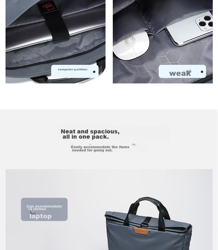 GOLF Business Briefcase, Men's Casual Large-Capacity Handbag, Can Fit 14-Inch Laptop, Fashionable Multifunctional Shoulder Crossbody Bag, 6J679424J Black 13