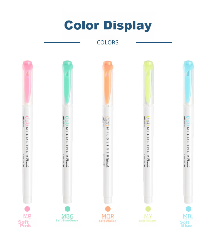ZEBRA Dual-Head Highlighter Pen, Rainbow Color Planner Pen, Student Emphasis Marking Pen, WFT8 Brush Soothing Series, WFT8-5C 5-Color Set 11