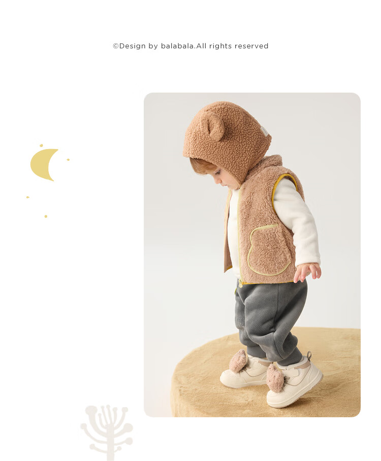 BALABALA Children's Vest, Girls And Boys Outerwear, Kids' Clothing, New Autumn And Winter Wear, Warm And Thick Coral Fleece, 209425101204 18