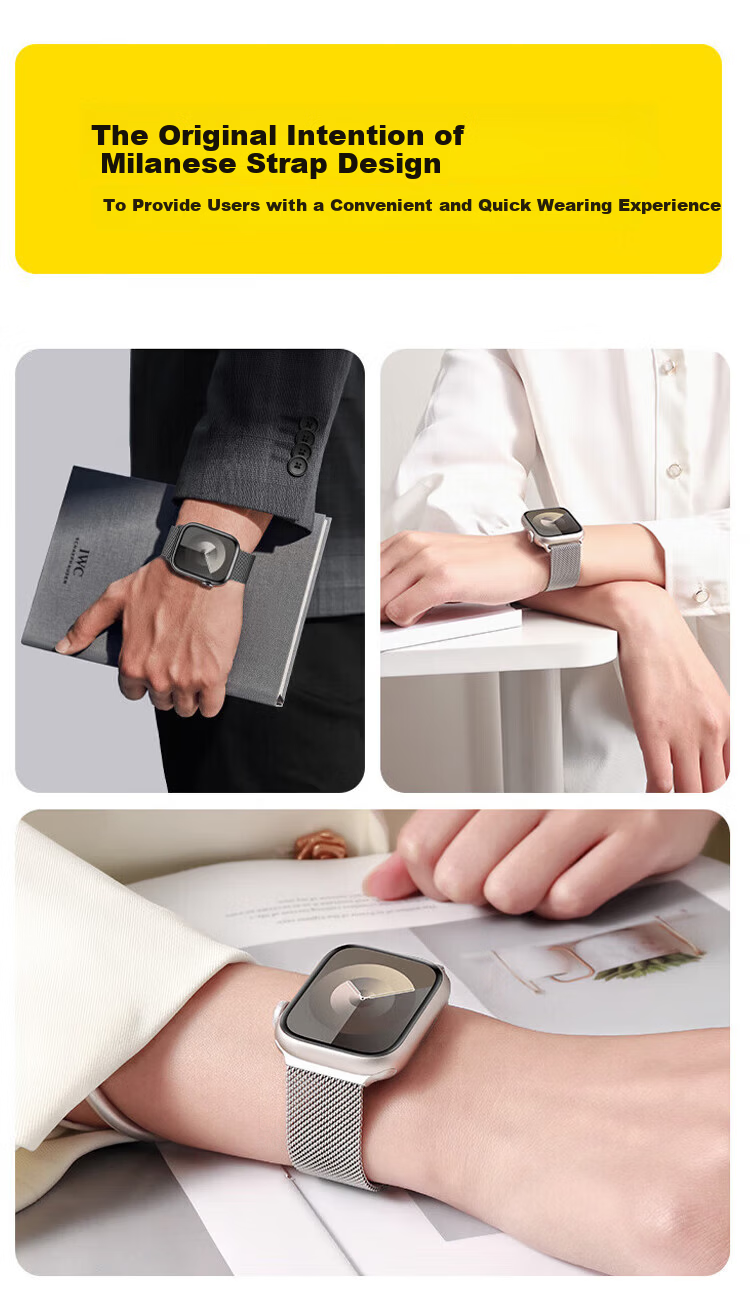 BIAZE Apple Watch Band Compatible with Apple iWatch Ultra2/S9/8/SE/7 Milanese Magnetic Clasp Strap 38/40/41/42mm - BD3 Black 7