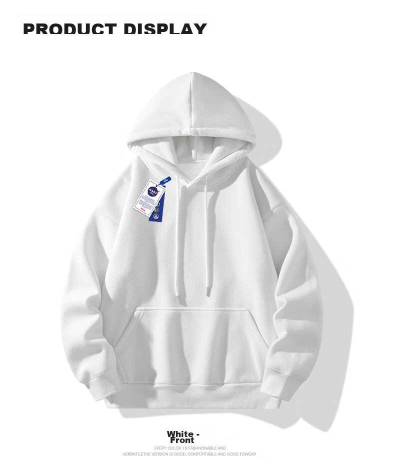 NASA GISS Hooded Sweatshirt for Men, Loose-Fitting Versatile Solid Color Sports Top, Youth Long-Sleeve Jacket, Apricot Color, 2XL 11