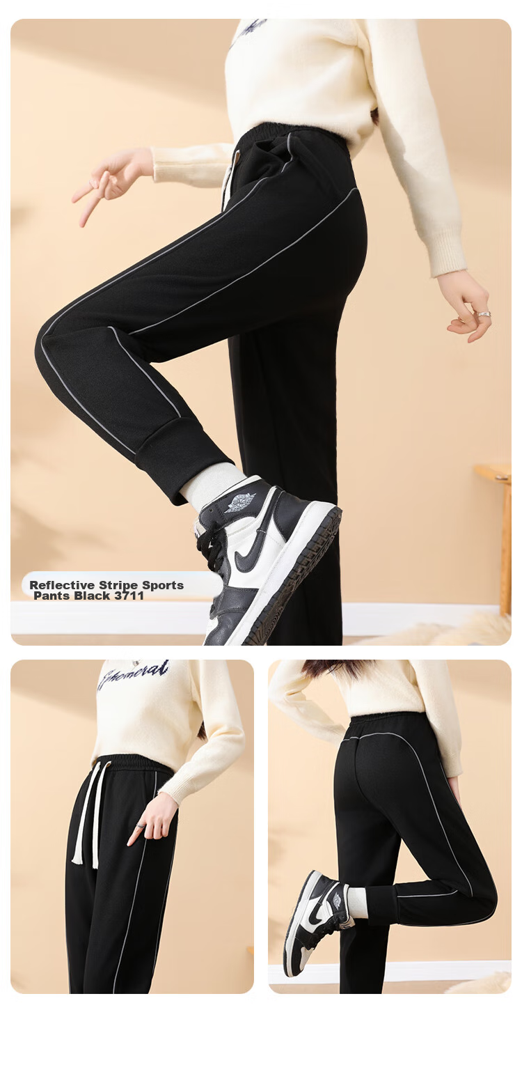 Xiongmaoxiangban Women's down Casual Pants, 2024 Autumn And Winter New Style, Fleece-Lined Thick Cotton Pants, Sports Warm Trousers, High-Waist Tapered Sweatpants 18