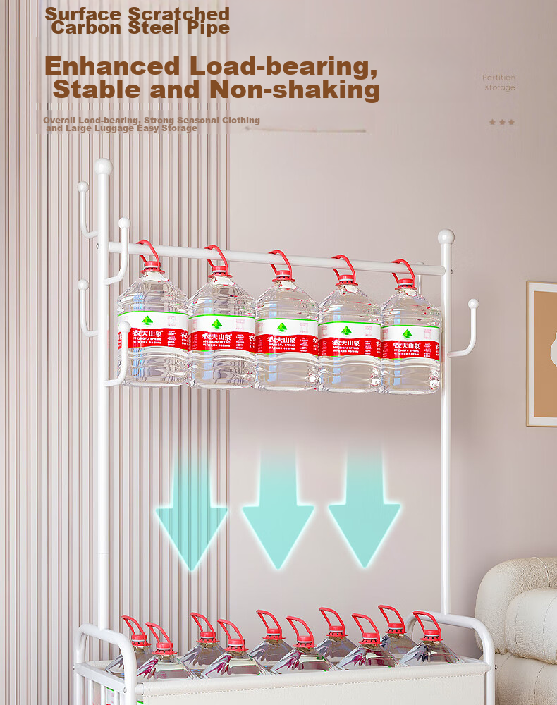 Milin Wheeled Coat Rack, Movable Bedroom Floor-Standing Modern Minimalist Home Storage Basket Coat Hanger, White Basket 60cm 12