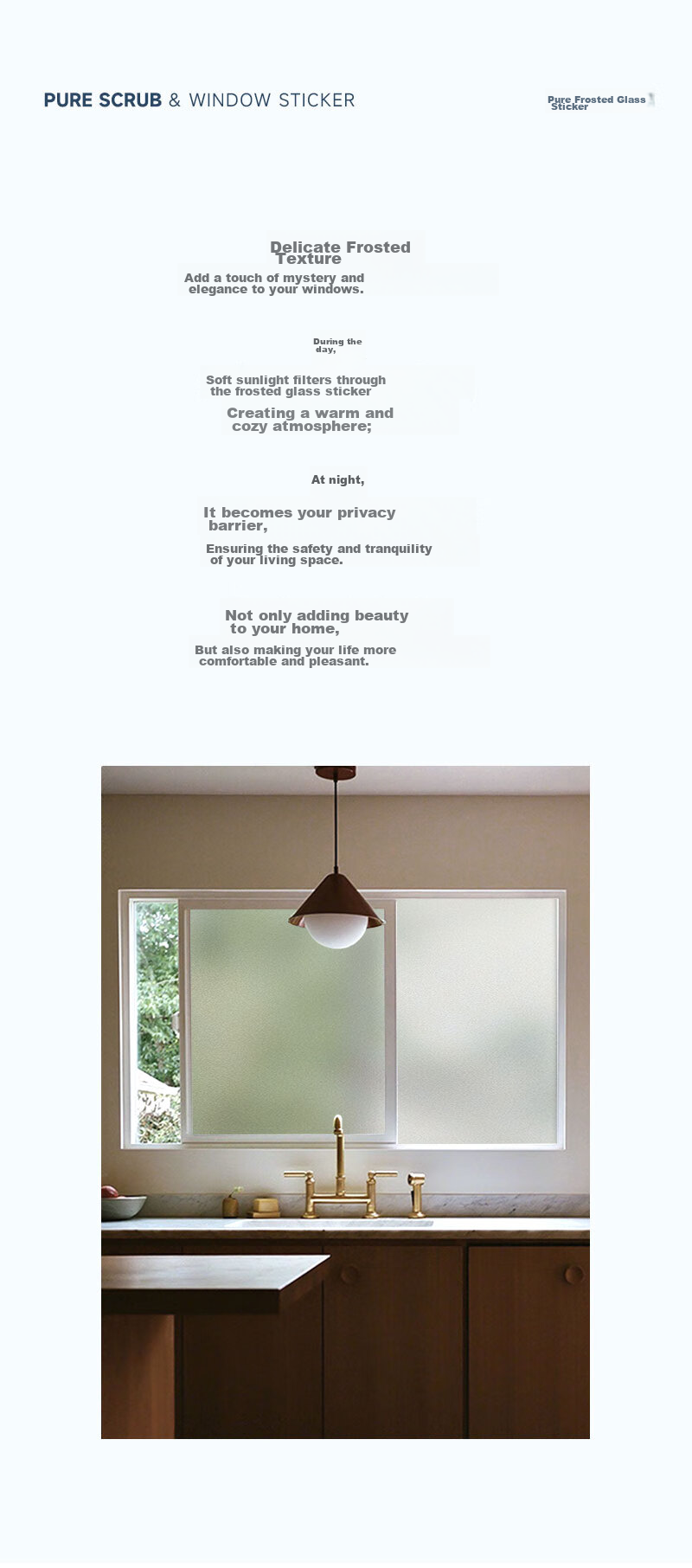 FOOJO Yin Series Light-Transmitting Shading No. 1 Bathroom Privacy Glass Film, 60*150cm 2