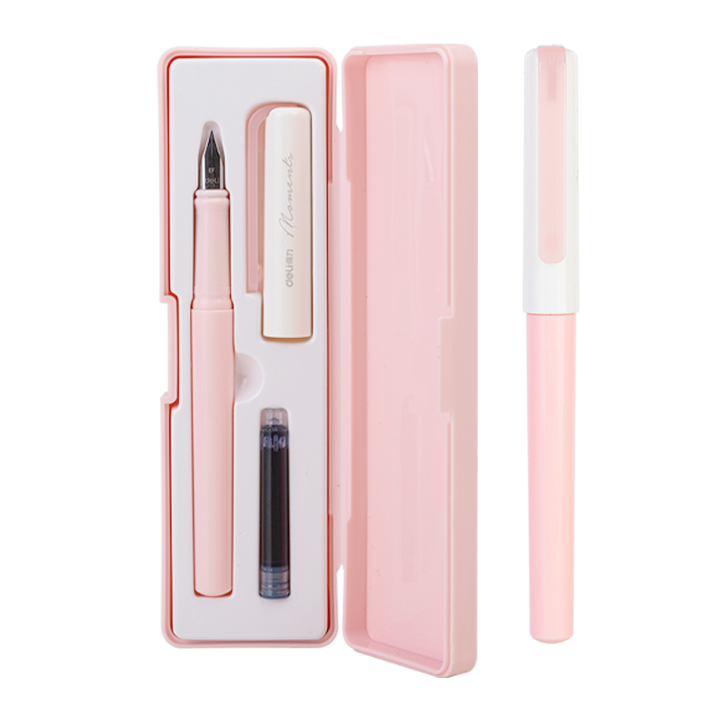 Deli EF Fine Nib Student Posture Correction Fountain Pen Set, Ink Pen with Pen Case, Crystal Blue Ink Cartridge, A932 EF Nib (Approximately 0.38mm)