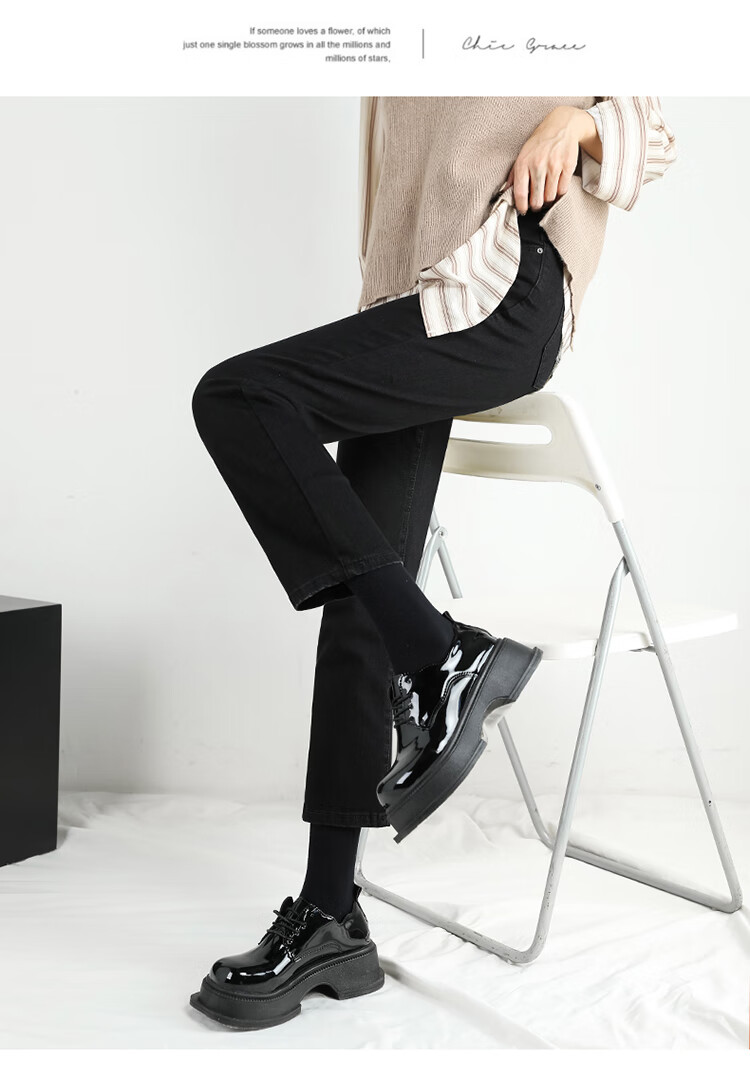 LangSha Straight-Leg Jeans for Women, High-Waisted Slimming Pants for Spring And Autumn, Cropped Wide-Leg Trousers for Petite Figures 18