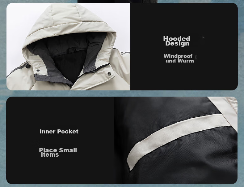 Warrior Cotton Jacket for Men, Winter Thickened Warm Coat, Cold-Resistant Padded Outerwear, Versatile Hooded Puffer Jacket, Outdoor Sports Cotton Clothing 12