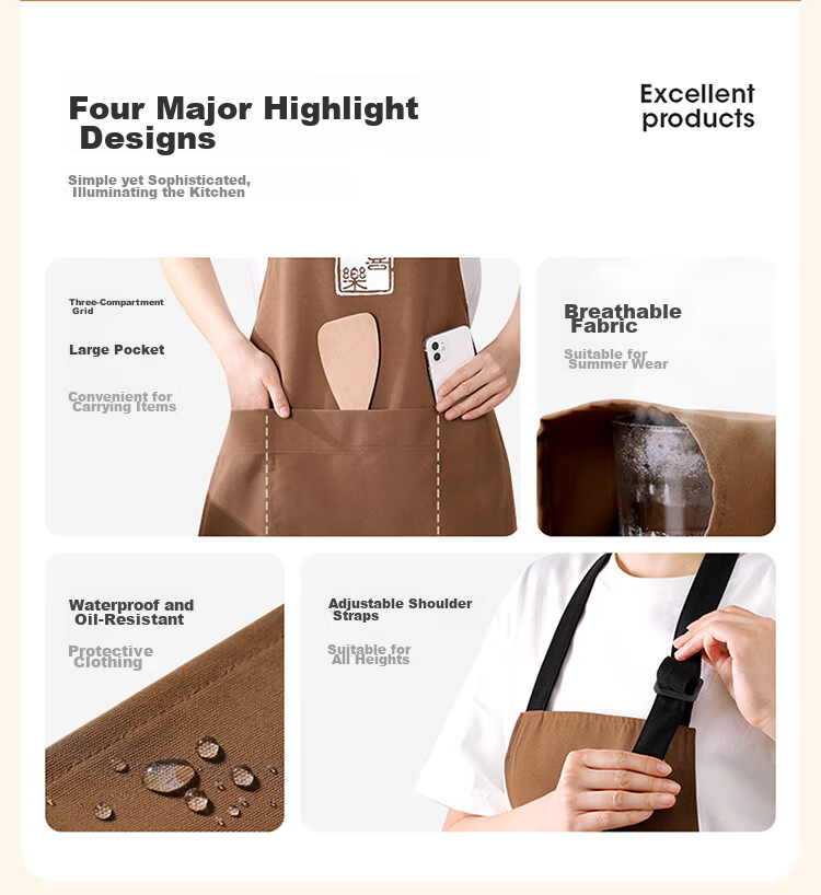 MARYYA Apron, Kitchen Waterproof And Oil-Proof Coverall, Unisex Chef's Wear, Coffee Brewing And Baking, Shoulder-Hanging Work Uniform 2