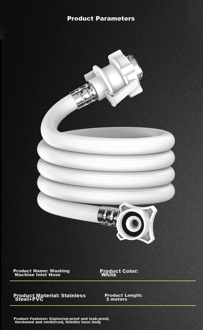 Jiangwutong Washing Machine Inlet Hose 3 Meters, Extended Extension Pipe, Connecting Pipe for Fully Automatic Drum And Impeller Washers, Suitable for Haier, Compatible with Clip-On Faucet Accessories 12