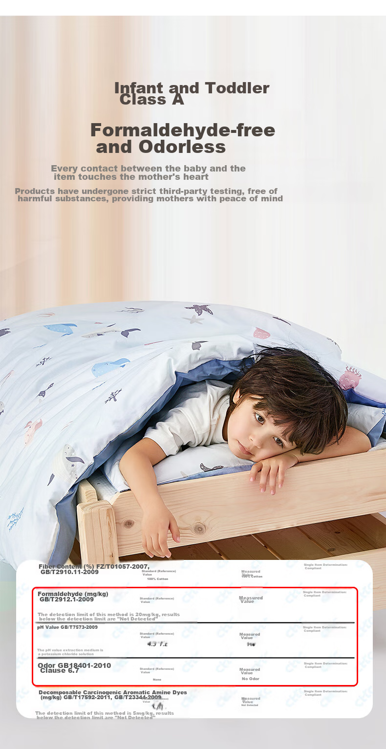 MERCURY Kids Shuixing Jiafang Kindergarten All-Cotton Antibacterial Four-Season Duvet Cover (Cream Pink/Pink Peach), 120cm × 150cm, Class A 7