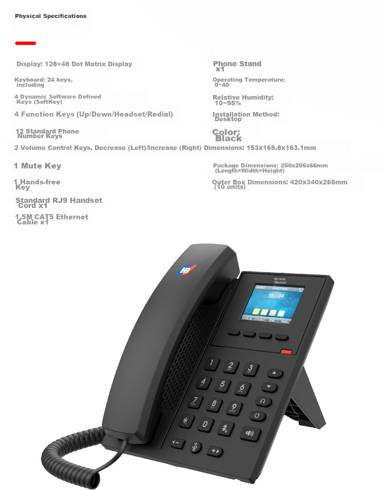 Guowei GW8A Landline Telephone Wall-Mounted Phone Hotel Breadboard Small Handset Battery-Free Desk And Wall Dual-Use One-Key Dialing for Home And Office Use Black 9