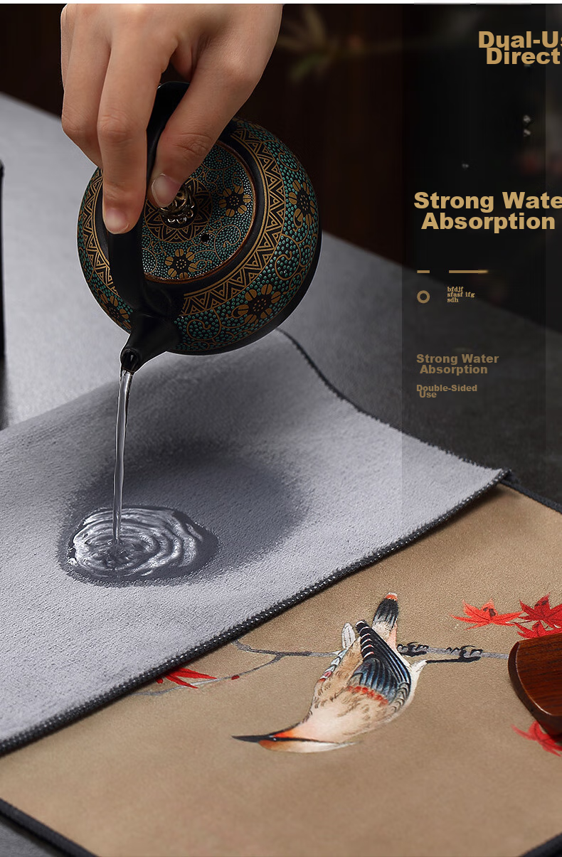MENGTING Tea Towel, Absorbent High-Quality Tea Table Cloth, Non-Shedding Towel for Tea Set Accessories, Pack of 3 6