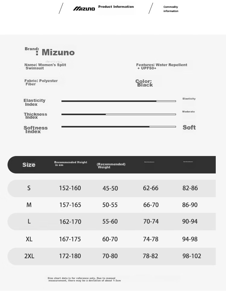 MIZUNO Women's Two-Piece Long Sleeve Sunscreen Quick-Dry Sports Swimwear Conservative Slimming Beach Shorts G3302 Black L 15