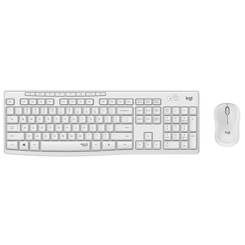 Logitech MK295 Wireless Keyboard And Mouse Combo, Office Keyboard And Mouse Set, Quiet Keyboard And Mouse Set, Full-Size, with 2.4G Receiver, White