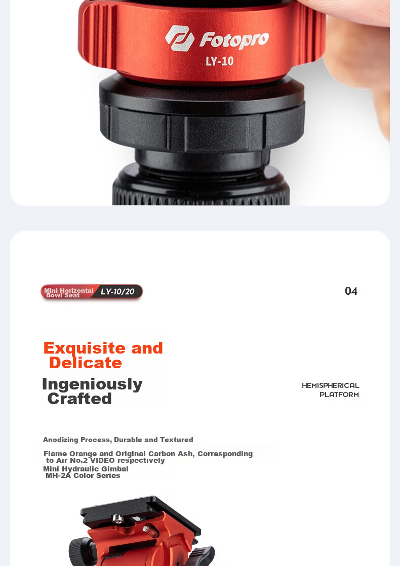 Fotopro LY-10pro Universal Photography And Video Camera Mirrorless Hydraulic Tripod Ball Head Mini Spherical Level Bowl Base 5