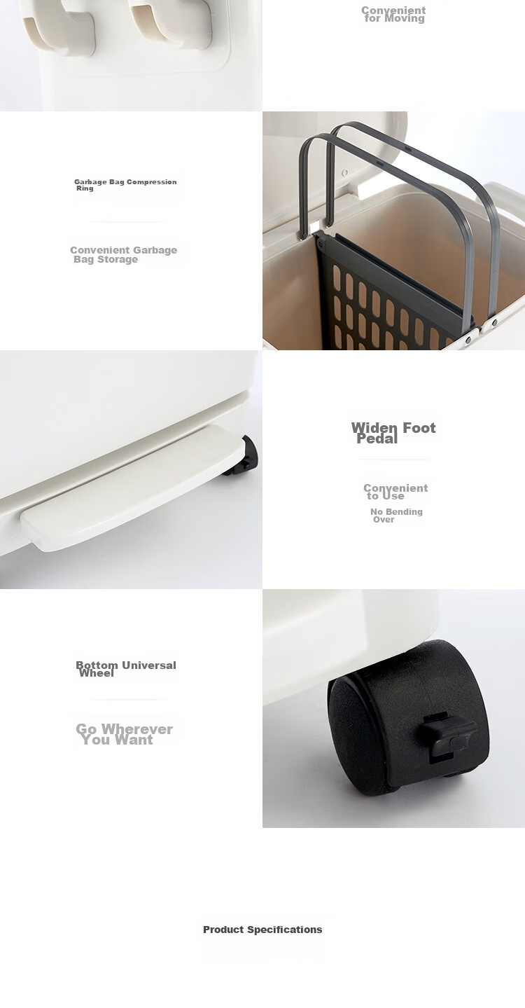 JD Original Japanese-Style Classified Trash Can, Double-Layer for Home Living Room And Kitchen, with Lid And Wheels, Movable 45L 9