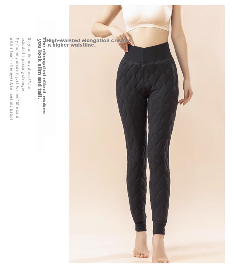 LangSha Women's Thermal Pants, 100% Wool, Autumn And Winter Fleece-Lined Thick Cotton Pants, Extra Thick Lambswool Autumn Pants, Plus Size Base Layer Pants 14