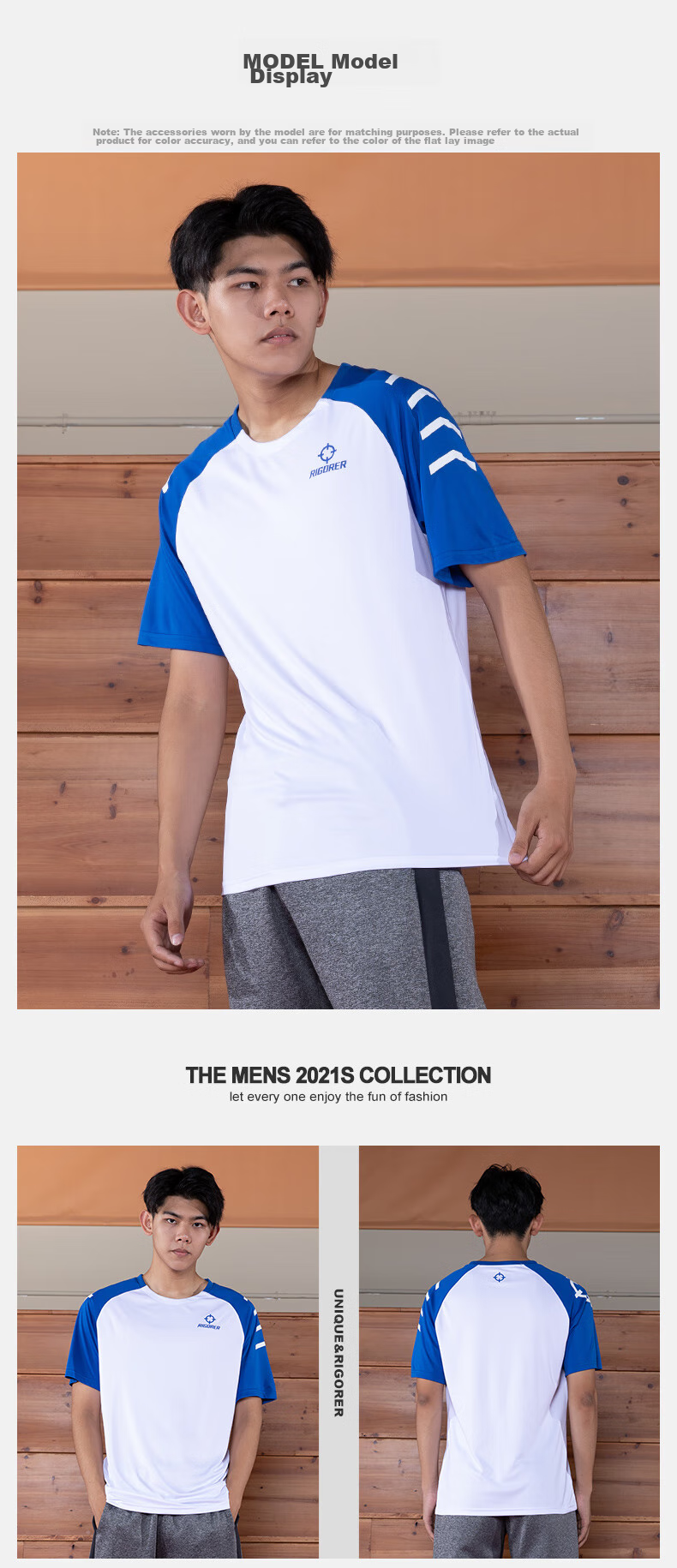 RIGORER Short-Sleeve T-Shirt, Summer Comfortable Casual Simple Sports Sweat-Wicking Breathable Running Top 6