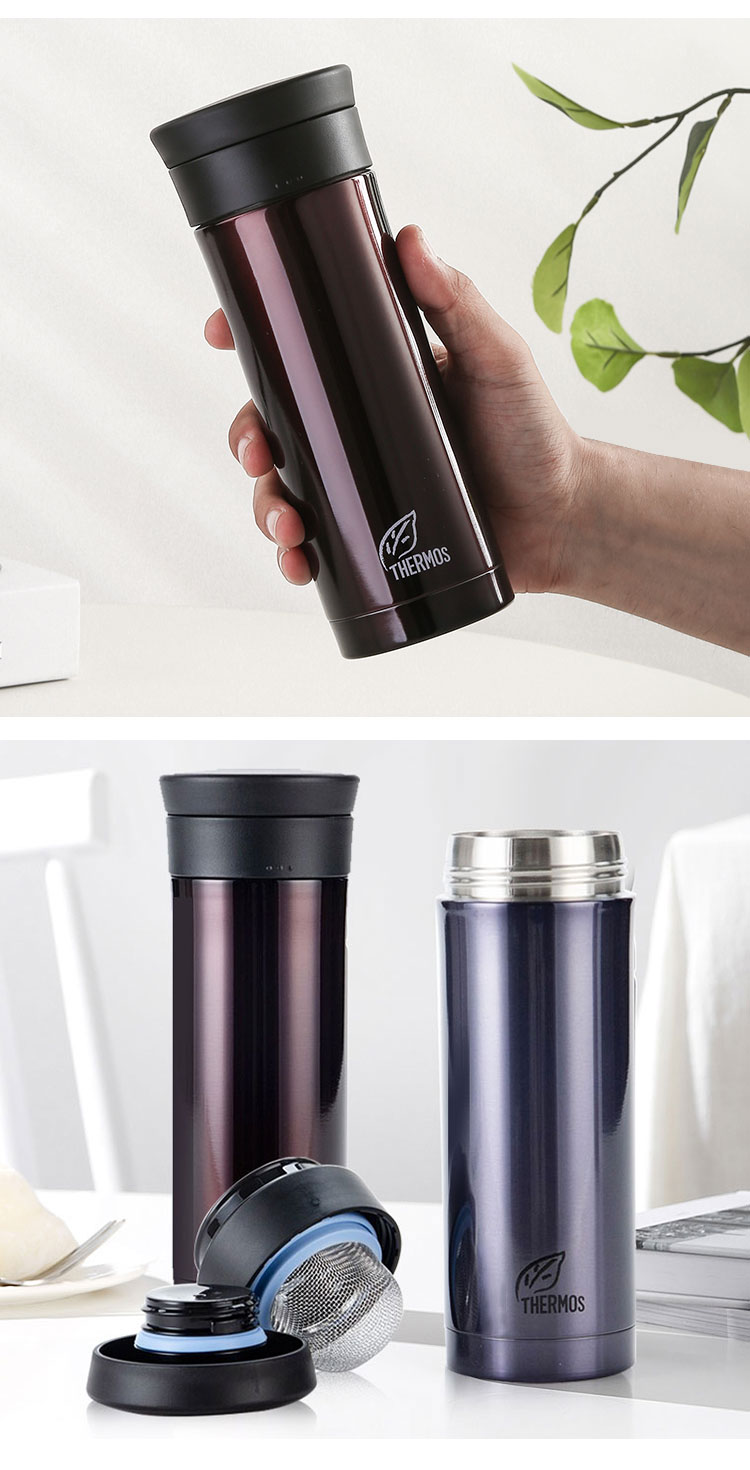 THERMOS Insulated Water Bottle, 470ml, High Vacuum Stainless Steel, for Outdoor Sports And Travel, with Tea Strainer, CMK-501 BKP 8