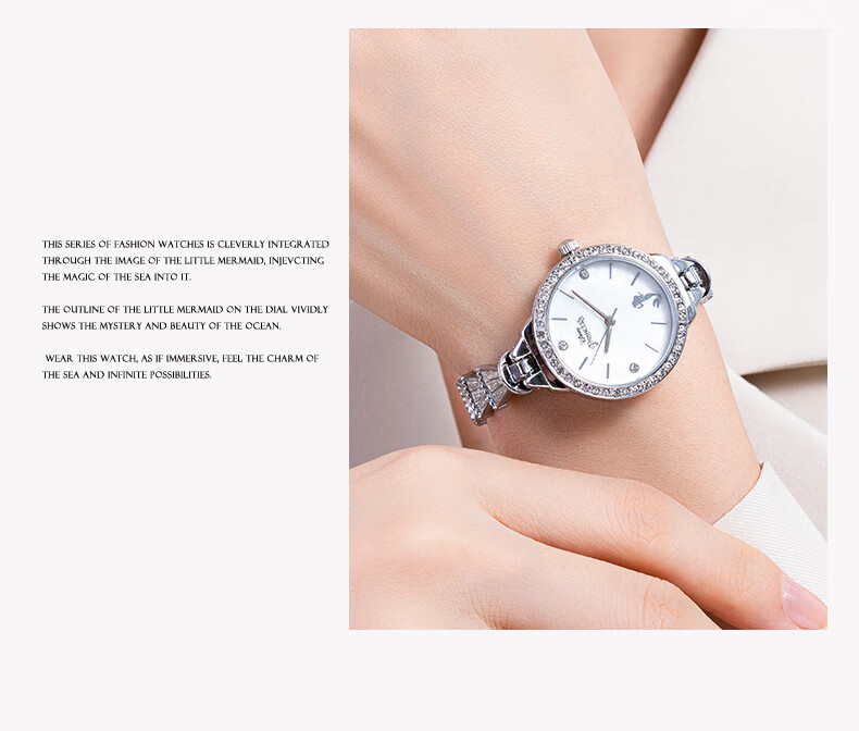 Disney Mermaid Bracelet Watch for Women, Luxury Niche Waterproof Ladies Wristwatch, Birthday And Valentine's Day Gift for Girlfriend 13