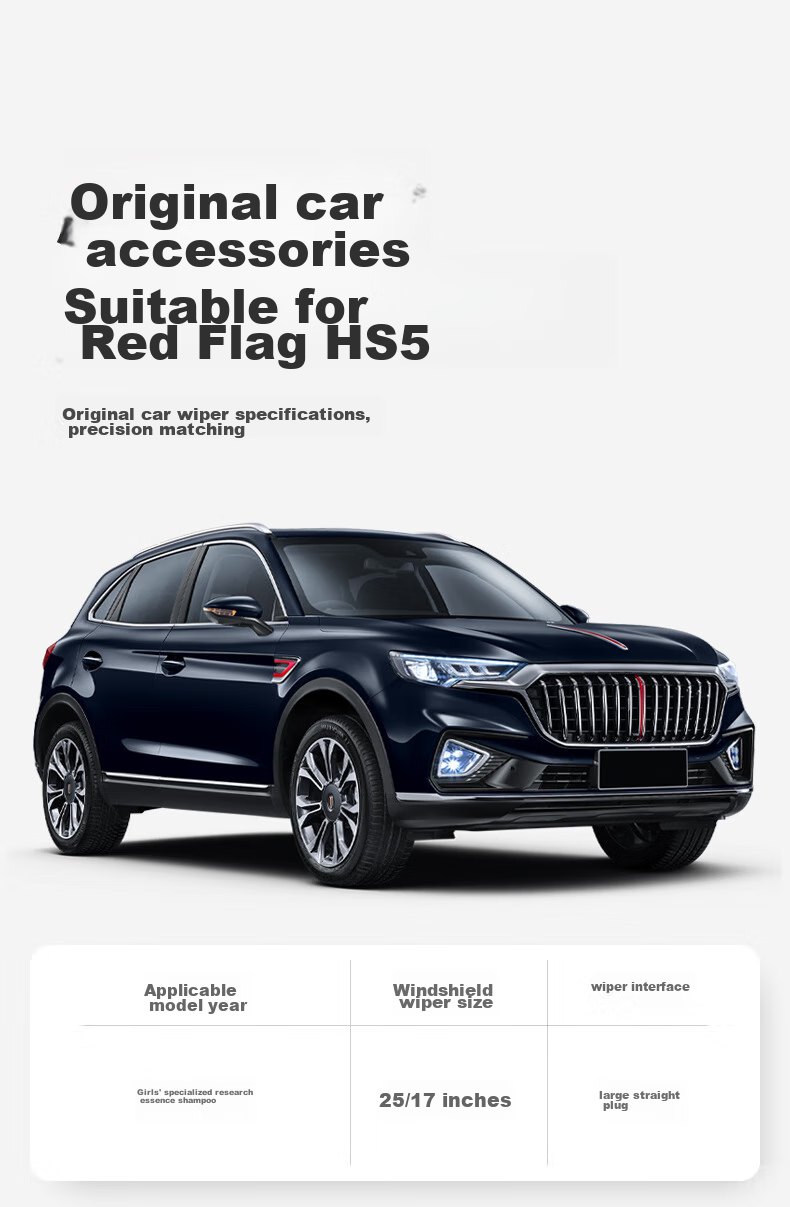 Goodyear Hongqi HS5 Windshield Wipers, Wenjie M7/M5 Wiper Blades, Car Rubber Strips, 2022 Model S5 Wiper Blades, 25/17 Inches, 1 Pair 7