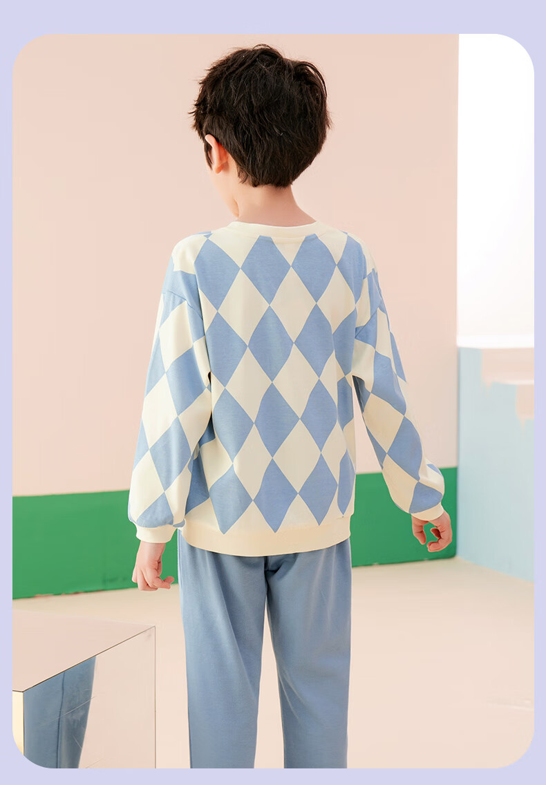 Fenteng Children's Pajamas for Boys, Pure Cotton Spring Season Sleepwear for Older Boys, Wearable Outside, Boys' Loungewear Q9X24790048 19