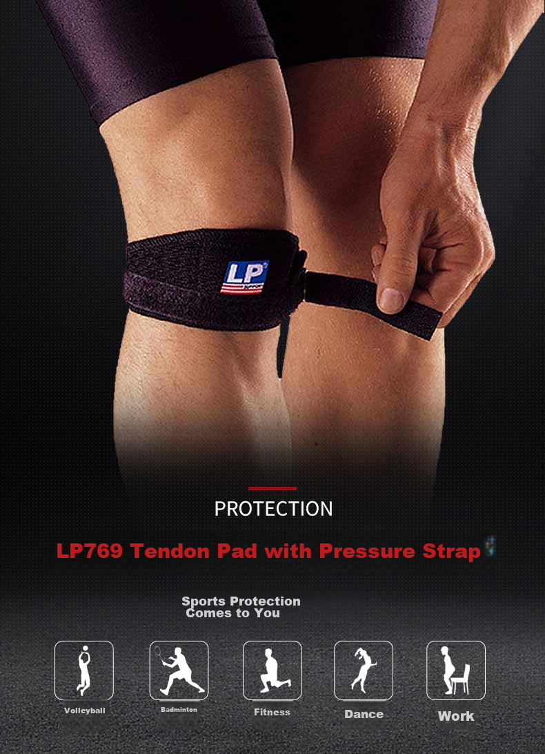 LP 769 Wide Pad Professional Sports Patellar Strap Knee Brace, Patella Stabilizer Compression Bandage, Comprehensive Protection, One Size Fits All 1