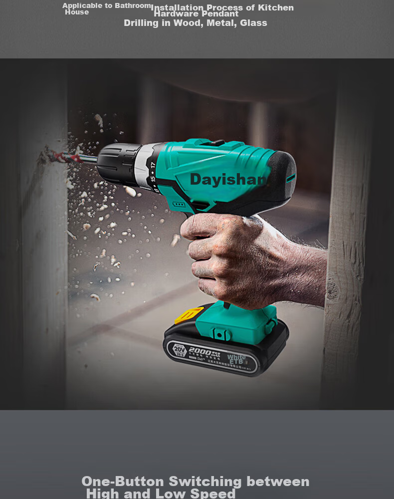 Dayi Electric Drill, Lithium Battery Drill, Electric Screwdriver, Multifunctional Home Power Tool Set, Hand Drill 1028 with Dual Batteries 8