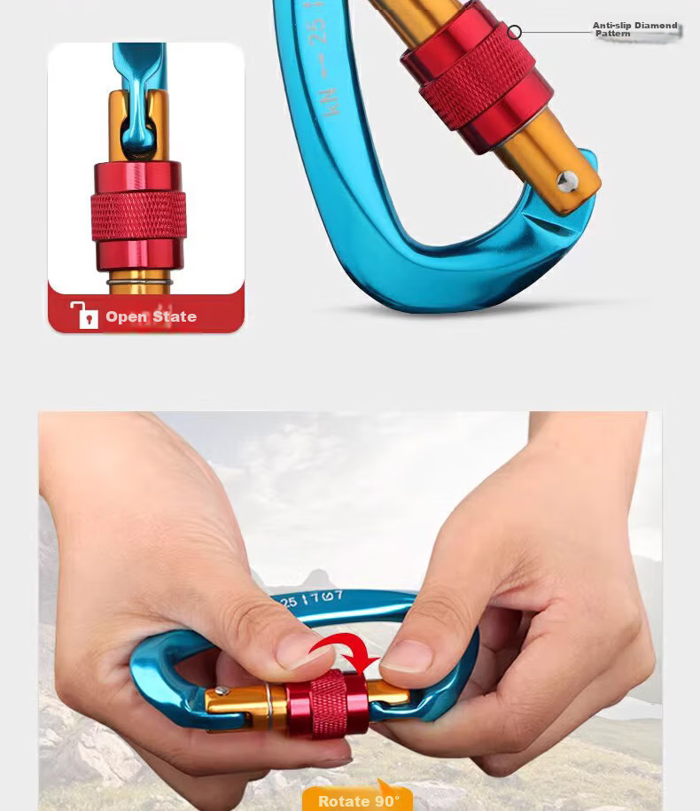 Geermu Climbing Equipment, Main Lock, Aluminum Alloy Lock Buckle Safety Hook, Meilong Lock Load-Bearing, Carabiner, D-Shaped Lock, GM976, Blue 10