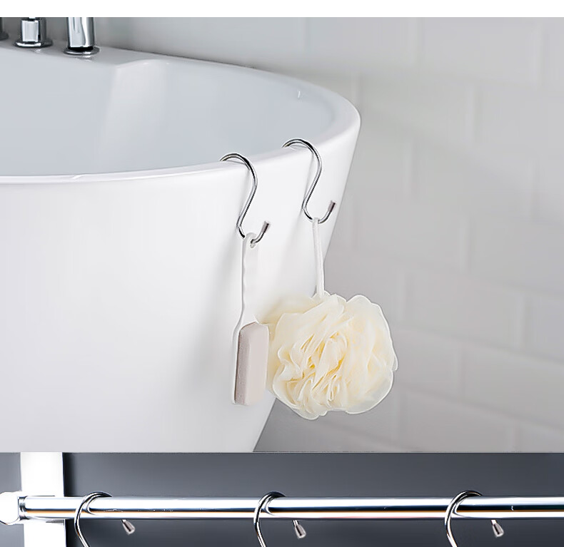 Bingyou Stainless Steel S-Shaped Hooks, Kitchen And Bathroom No-Drill Hanging Hooks, Pack of 14, 7 Cm 8