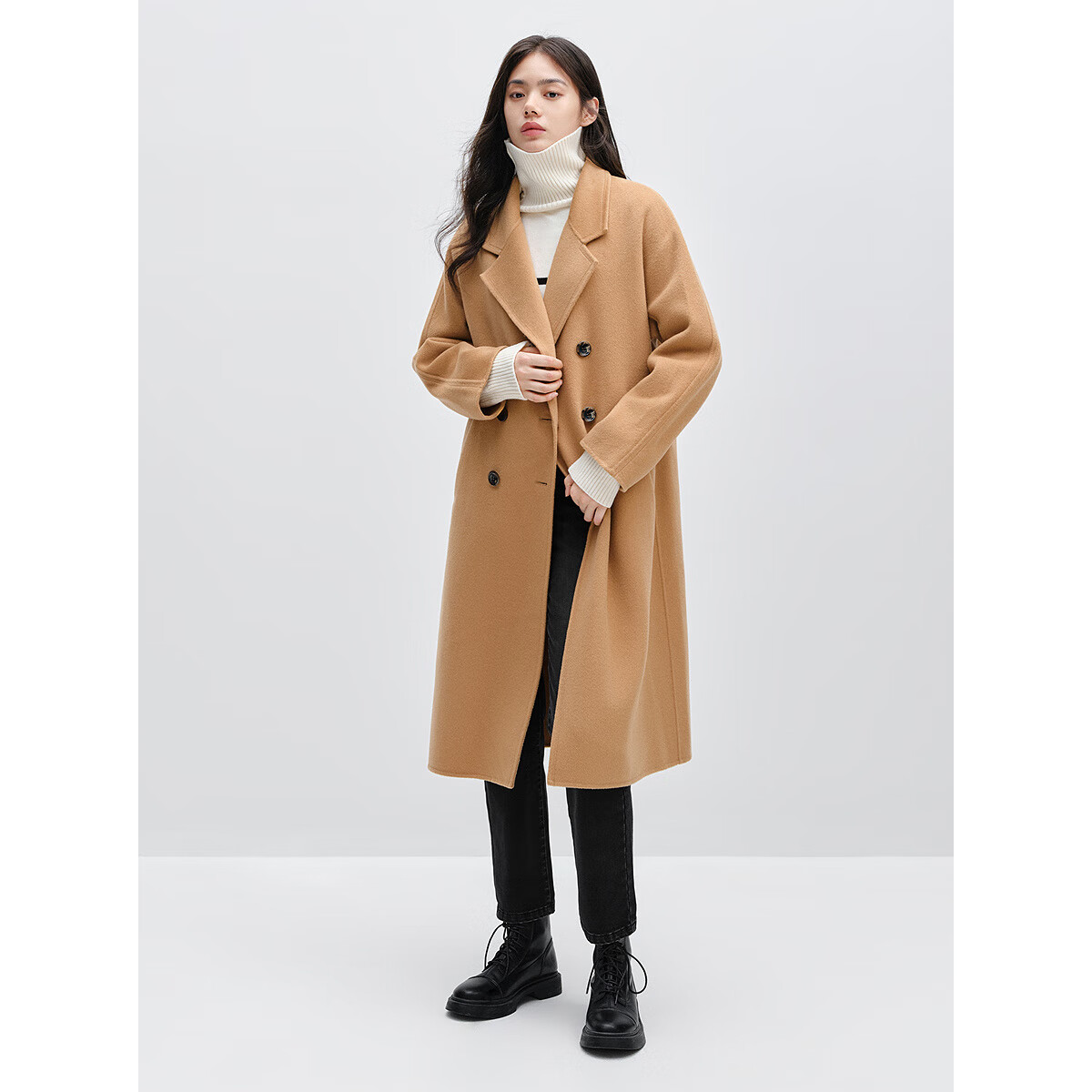 Peacebird Women's Woolen Double-Faced Coat Master Selection Series Winter Outerwear Elegant Brown S