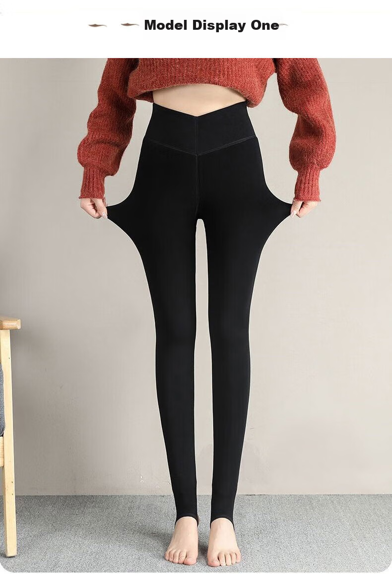 LangSha Women's Leggings, Extra Thick Wool Pants from Northeast China, Autumn And Winter Wear, Fleece-Lined, Cold-Resistant, One-Piece Thermal Pants, High-Waisted, Slimming Cotton Pants 15