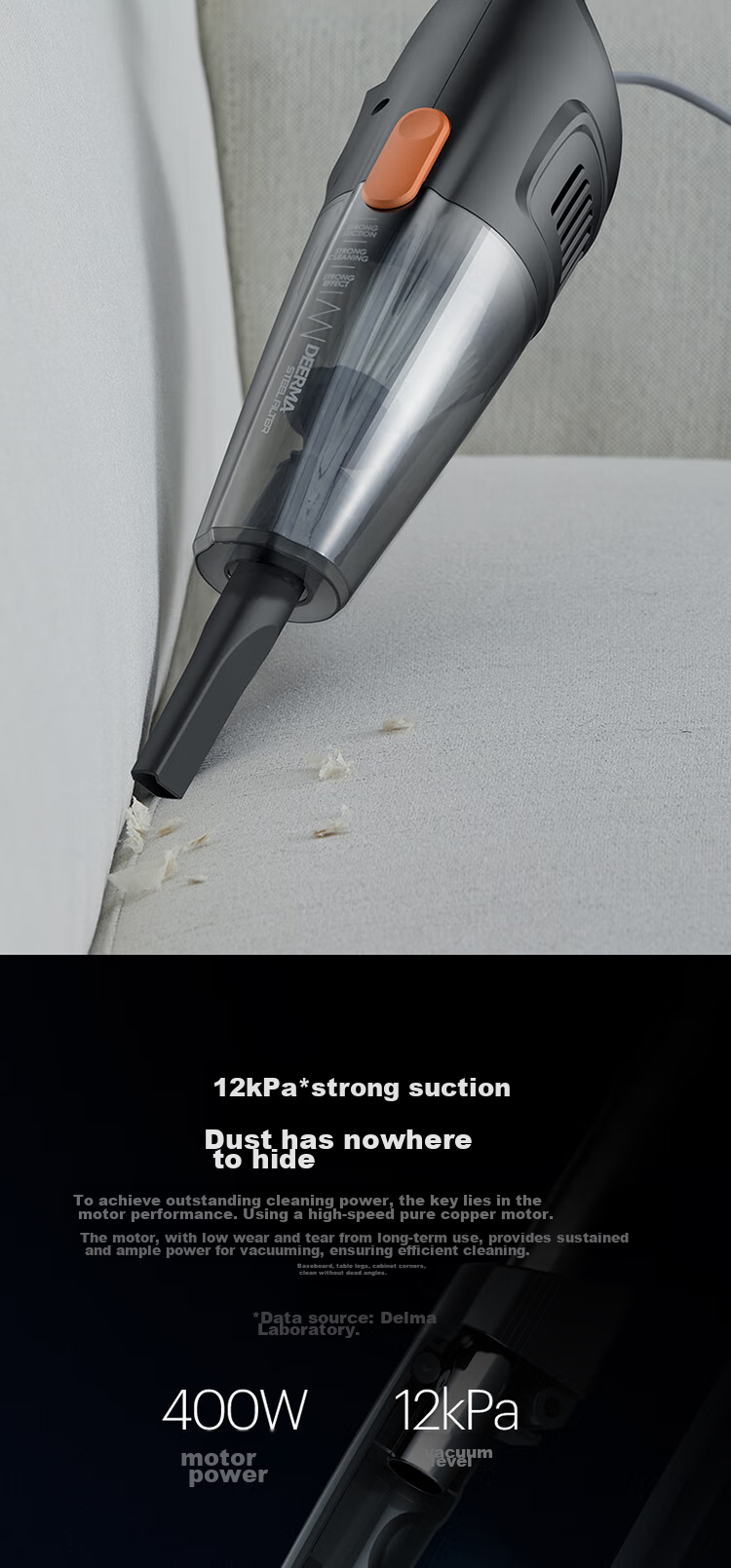 Deerma [Buy with Confidence, Price Protection] DX115C Corded Vacuum Cleaner, 15Kpa Suction Power, Lightweight Design, Powerful High-Wattage Handheld And Stick Vacuum Two-In Cleaner 7