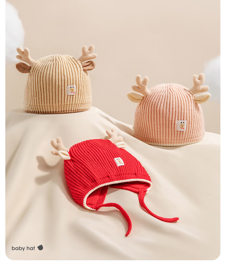 Betis Baby Hat Autumn Winter 2025 New Infant Girls Wool Knit Ear Protection Hat 3