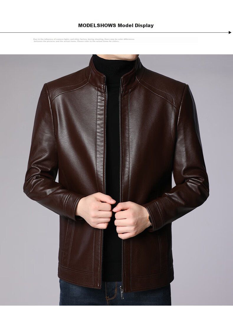 Hengyuanxiang Men's Leather Jacket, 2024 Autumn And Winter Men's Outerwear, Fleece-Lined Thick Casual Lapel Jacket for Middle-Aged And Elderly Me 15