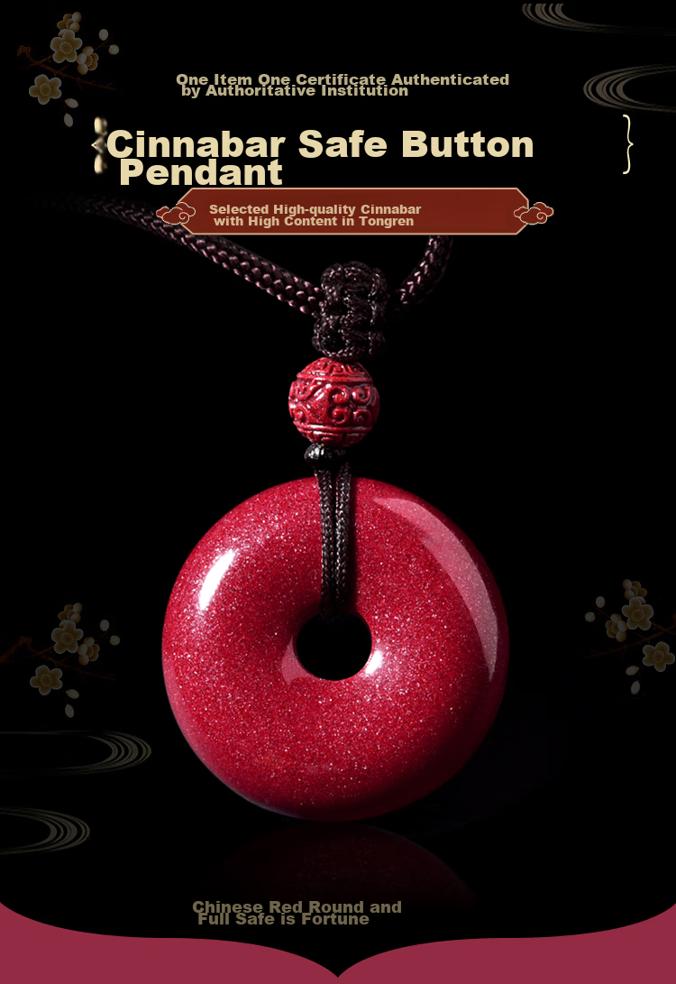 Lingfei Cinnabar Peace Buckle Pendant, Zodiac Year Gift for Men And Women, Birthday Present for Boyfriend Or Girlfriend, Regular Style 1