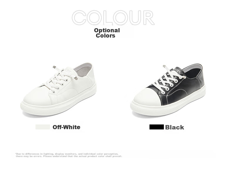 PT'SON Leather Sports Casual White Sneakers for Women, Spring Thick-Soled Breathable Slip-On Simple Versatile Skateboard Shoes, Beige, Size 35 13