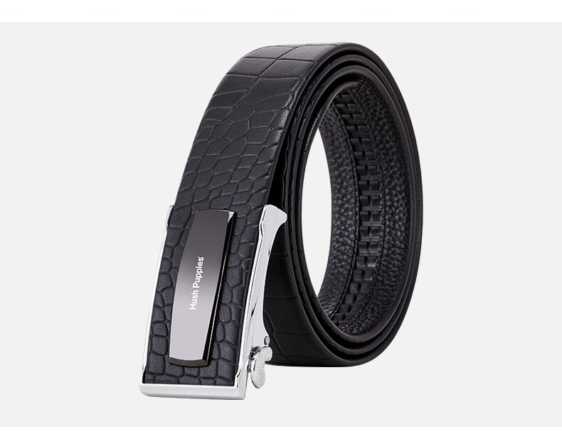 Hush Puppies Men's Leather Belt with Automatic Buckle, Business Steel Buckle Waistband, Birthday Gift for Boyfriend, Practical Gift Box Set 5
