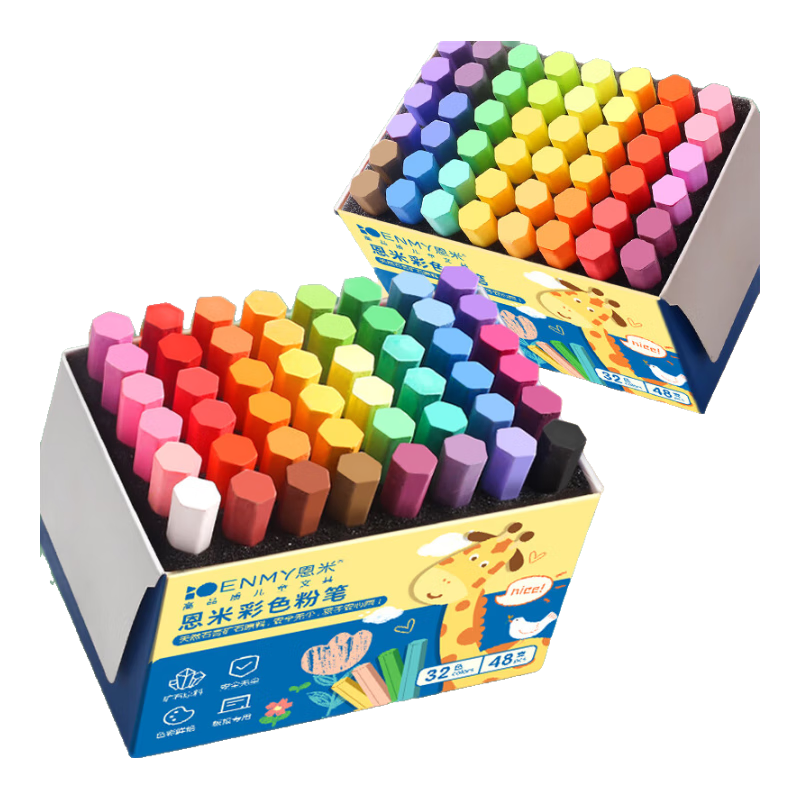 Jinzhi 32 Colors/48 Pieces Colored Chalk Dustless Chalk for Bulletin Board, Children's Home Use, Teacher-Specific Chalk, Dustless Non-Toxic Blackboard Drawing Essential for Back-To Seaso